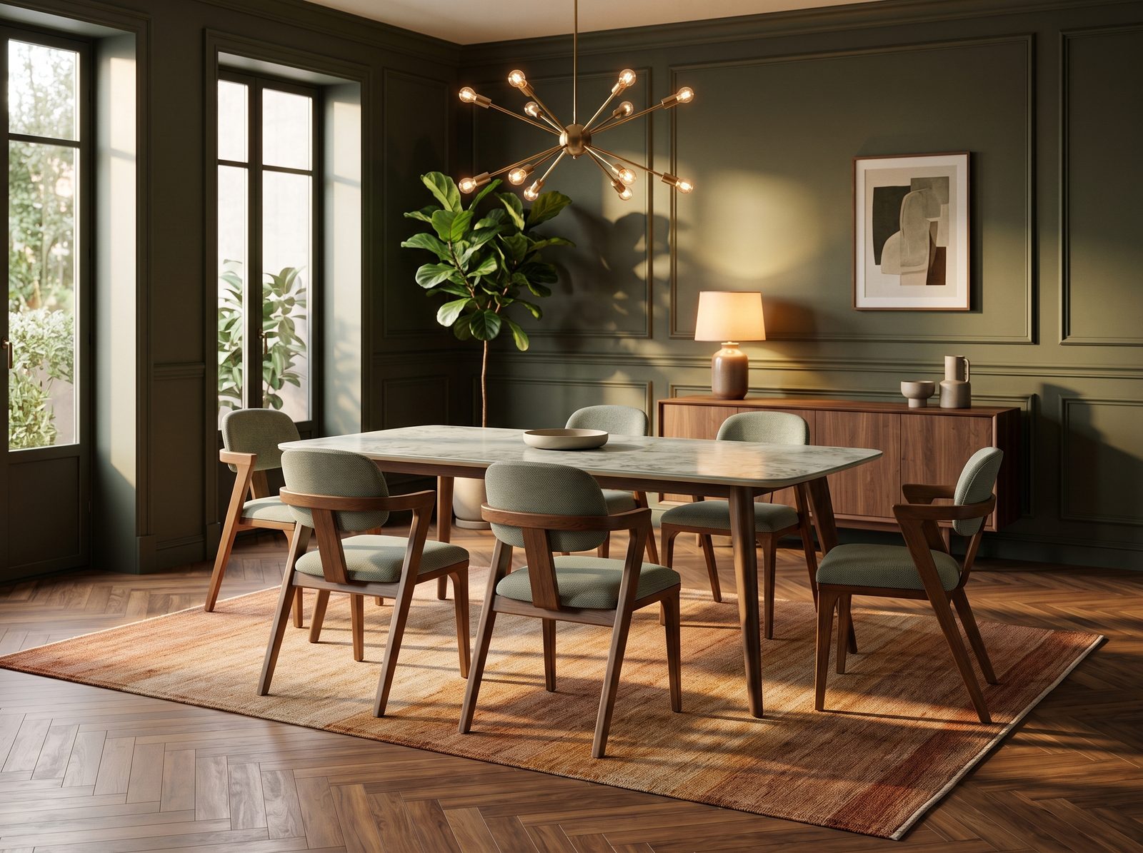 GENOA · SOFT MODERNISM – σετ τραπεζαρίας GENOA με 6 καρέκλες NAOMI – REFINED MID-CENTURY
